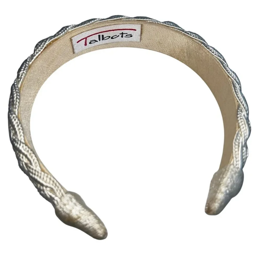 talbots ivory white silk braided fishermans head band